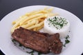 Steak French Fries Rice Food Lunch Detail Isolated Black Background Recipe Delicious Sao Paulo Brazil