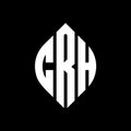 CRH circle letter logo design with circle and ellipse shape. CRH ellipse letters with typographic style. The three initials form a