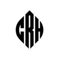 CRH circle letter logo design with circle and ellipse shape. CRH ellipse letters with typographic style. The three initials form a