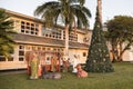 Crib figurines and Christmas tree in Oranjestad, Aruba, Caribbean Sea