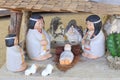 Crib of Latin America with baby Jesus and the holy family in the Royalty Free Stock Photo