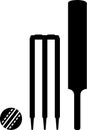 Cricekt Bat Ball Wicket Royalty Free Stock Photo