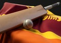 Cricket Ball Bat And Sri Lanka Flag