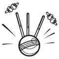 Cricket Ball - Bowled Action - Illustration Royalty Free Stock Photo