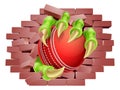 Cricket Ball Claw Breaking Through Wall