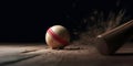 A cricket ball hitting the stumps and dislodging a bail H created with generative AI Royalty Free Stock Photo