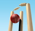 Cricket Ball Hitting Wickets Royalty Free Stock Photo