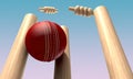 Cricket Ball Hitting Wickets Royalty Free Stock Photo