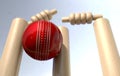 Cricket Ball Hitting Wickets Royalty Free Stock Photo