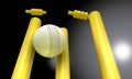 Cricket Ball Hitting Wickets At Night Royalty Free Stock Photo