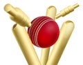 Cricket Ball Knocking Over Wickets Or Stumps