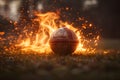 Cricket Ball on Lush Green Field Generative AI Royalty Free Stock Photo