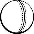 Cricket ball with stitches black and white illustration