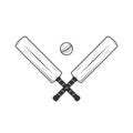 Cricket bat and ball icons isolated on white background.