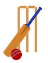 cricket bat and ball for a sports game stock vector illustration Royalty Free Stock Photo