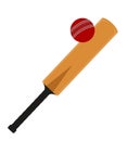 cricket bat and ball for a sports game stock vector illustration Royalty Free Stock Photo