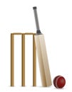 Cricket Bat, Ball, and Wicket Illustration Royalty Free Stock Photo