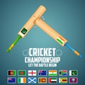 Cricket bat of different participating countries