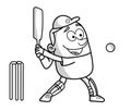 Cricket bats man cartoon Royalty Free Stock Photo