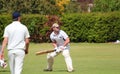 Cricket batsman in action. Royalty Free Stock Photo