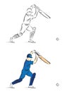 Cricket Batsman Playing a Shot - Vector Illustration Royalty Free Stock Photo