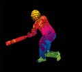 Cricket batsman sport player action cartoon graphicCricket bowler sport player action cartoon graphicCricket batsman sport player Royalty Free Stock Photo