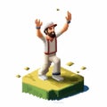 Pixel Cricket Player: A Joyful Celebration Of Nature