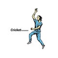 Cricket bowler ready to throw the ball vector illustration.