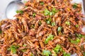 Cricket Bug fried Asian Insect Snack food Royalty Free Stock Photo