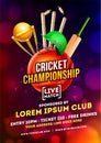 Cricket Championship Live Match template or flyer design with match timing and venue details.