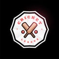 Cricket circle vector logo with cross bat. Modern professional Typography sport retro style vector emblem and template logotype Royalty Free Stock Photo