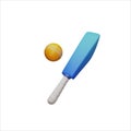 Cricket 3D render icon bat and ball Royalty Free Stock Photo