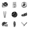 Cricket equipment icon set, simple style Royalty Free Stock Photo