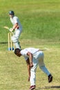 Cricket Game Action Bowler Batsman Royalty Free Stock Photo