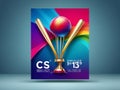poster for world cup cricket game, icc cricket world cup illustration on gradient background, 3d game assets Royalty Free Stock Photo