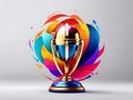 world cup for cricket game, icc cricket world cup illustration on gradient background, 3d game assets Royalty Free Stock Photo