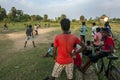 A cricket game on Sunday afternoon in Uppuveli on the east coast of Sri Lanka. Royalty Free Stock Photo