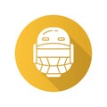 Cricket helmet flat design long shadow glyph icon