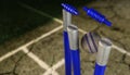 Cricket Pitch Ball And Wickets Royalty Free Stock Photo