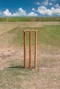 Cricket pitch and blue sky