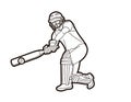 Cricket player action cartoon sport graphic Royalty Free Stock Photo