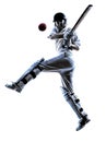 Cricket player batsman silhouette Royalty Free Stock Photo