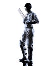 Cricket player batsman silhouette Royalty Free Stock Photo