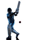 Cricket player batsman silhouette Royalty Free Stock Photo