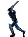 Cricket player batsman silhouette Royalty Free Stock Photo