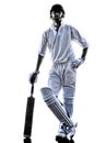 Cricket player batsman silhouette Royalty Free Stock Photo