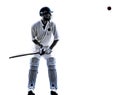 Cricket player batsman silhouette Royalty Free Stock Photo