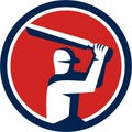 Cricket Player Batting Circle Retro Royalty Free Stock Photo
