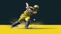 Hyperrealistic Cricket Player Hitting Ball On Yellow Background Royalty Free Stock Photo
