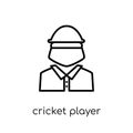 Cricket player icon. Trendy modern flat linear vector Cricket pl Royalty Free Stock Photo